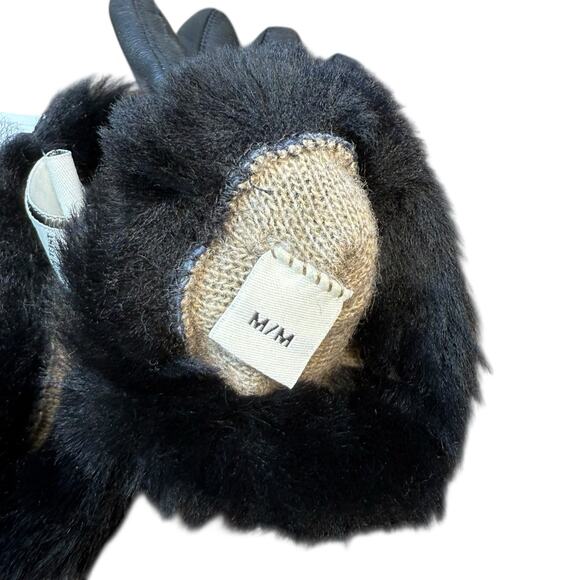 UGG Leather Shorty Tech Tip Fur Cuff Glove Black NWT Medium - Picture 6 of 8
